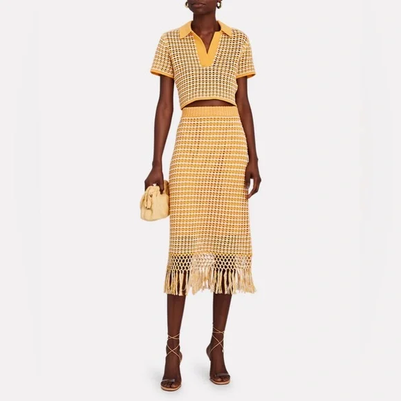 Derek Lam Knit Crop Polo and Fringe Skirt - Picture 7 of 12